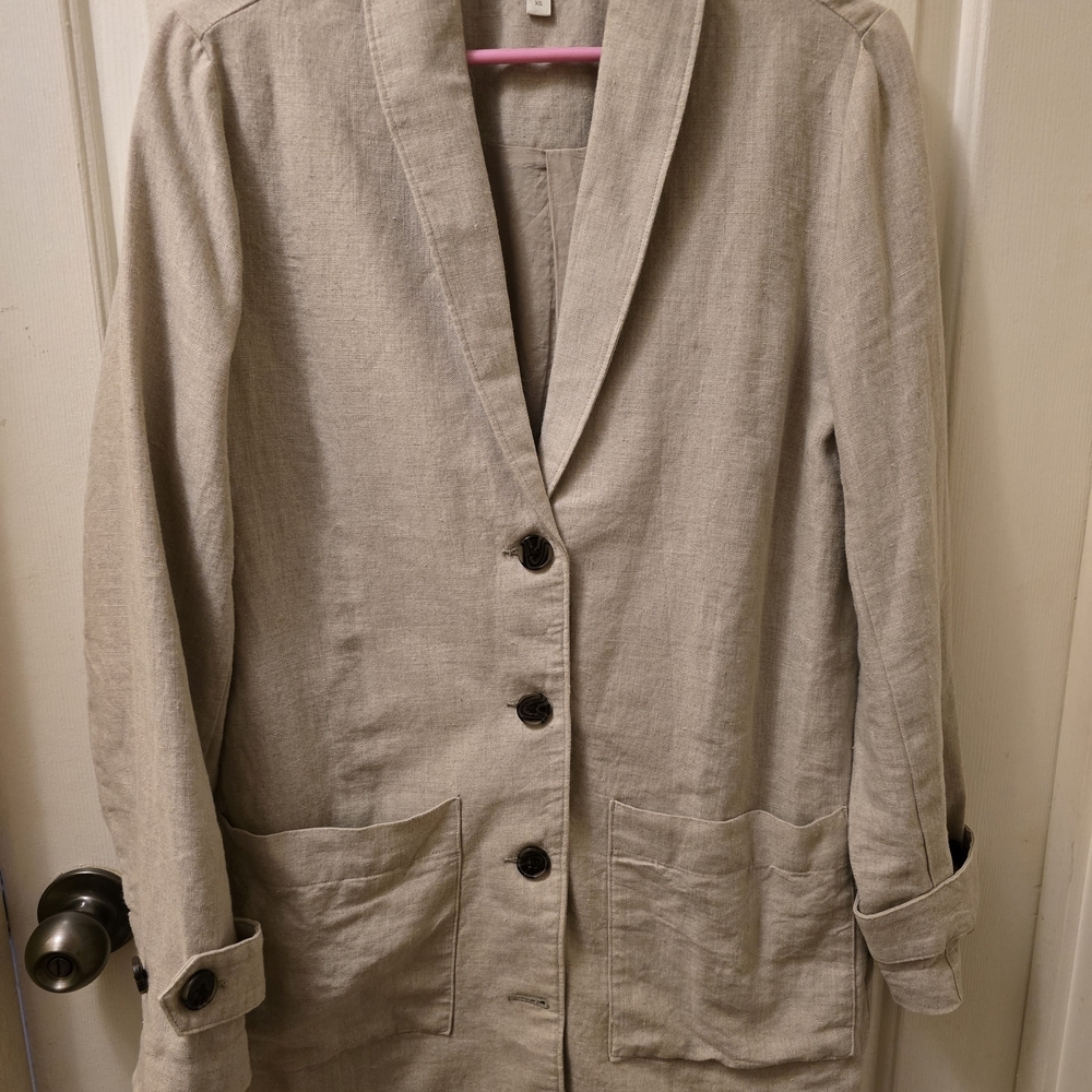 Garnet Hill Casual Linen Women's Jacket - Cream EUC Size XS - Picture 4 of 8